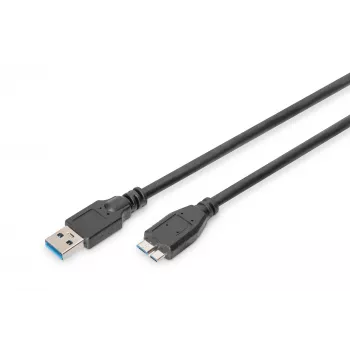 ASSMANN SuperSpeed USB 3.0-kabel, USB-A-stekker naar Micro-USB-B-stekker, Cu AWG 28, dubbel afgeschermd, lengte 1,0 m (AK-300116-010-S)