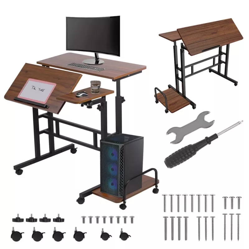 Maclean mobiele laptoptisch, zwart, 80x60 cm, max. 50 kg, in hoogte verstelbaar 67-115 cm, MC-124 B