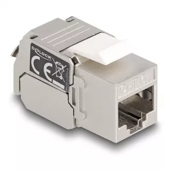 DeLOCK Keystone-module RJ45-bus naar LSA Cat.6A met LED zilver-wit