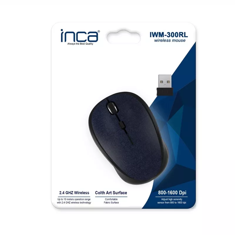 Cian Technology GmbH INCA muis IWM-300RL nano-USB draadloos 1600 DPI textiel BL retail - muis