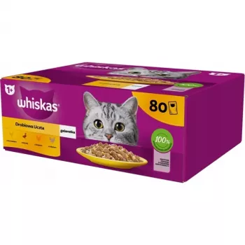 Natvoerzakjes voor katten Whiskas Pouch Gelei Gevogelte 80×85 g