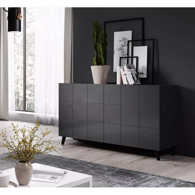 Cama sideboard 2D REJA grafietgrijs glanzend/grafietgrijs glanzend