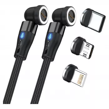 USB-kabel RealPower MagneticCharge2 1m zwart snel laden gegevensoverdracht
