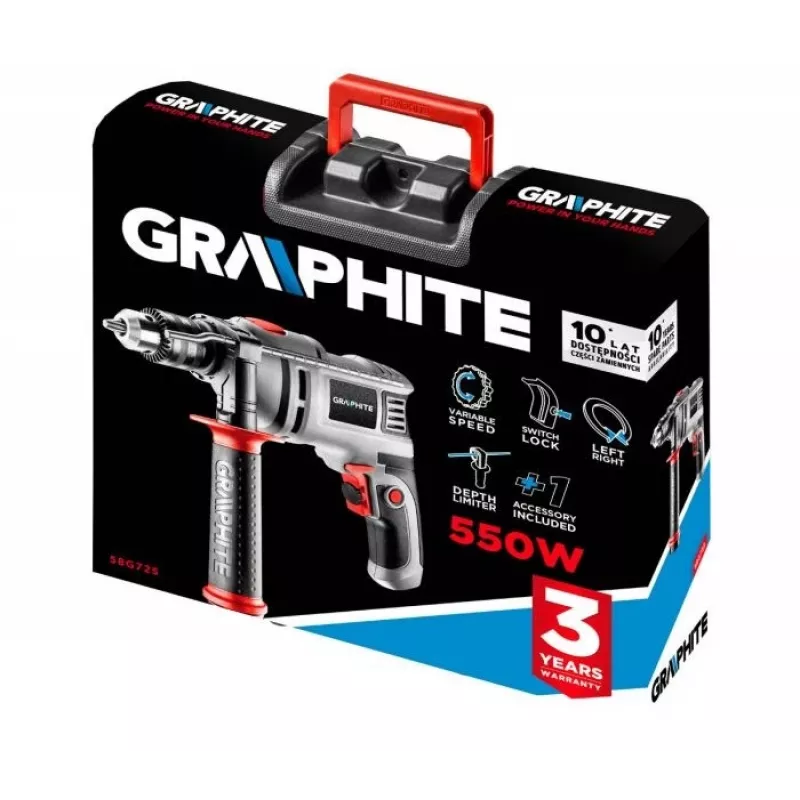 Graphite 58G725 boormachine 3000 RPM met sleutel grijs
