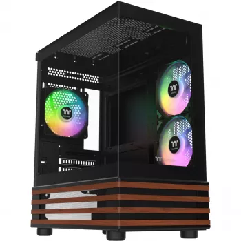 PC micro tower Thermaltake View 170 WS ARGB — micro-behuizing, zwart, ondersteunt PS2-voeding, 2x 120 mm zij- + 1x 120 mm achterventilator, 2,5/3,5 inch HDD