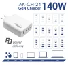 Akyga AK-CH-24 GaN USB-oplader 140 W, 3 x USB-C PD + USB-A, wit