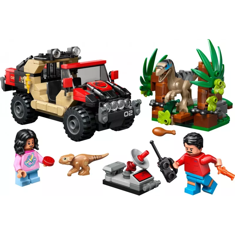 Bouwset LEGO Jurassic World 76972 Raptor Off-Road Escape, 285 onderdelen, 2 minifiguren, leeftijd 6+