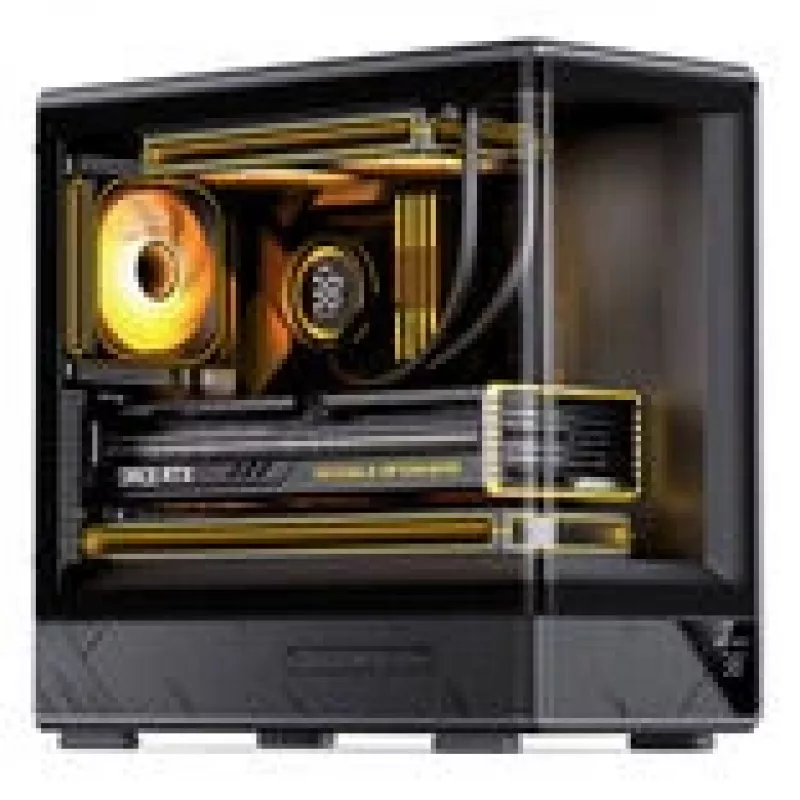 Computerbehuizing Jonsbo D200 midi-tower mATX gehard glas mini temp display Zwart
