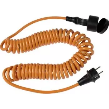 AS Schwabe 70413 spiraalkabel, uitrekbaar 1–5 m, H07BQ-F 3G1,5, 230 V, oranje