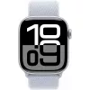 Apple Watch Series 10 aluminium behuizing GPS + Cellular 42 mm zilver sport loop blauw cloud
