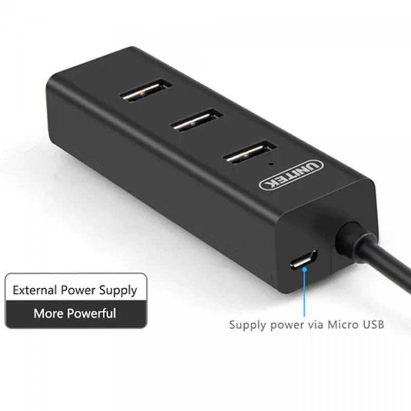 UNITEK Y-3089 interfacehub USB 3.2 Gen 1 (3.1 Gen 1) Type-A 5000 Mbit/s zwart