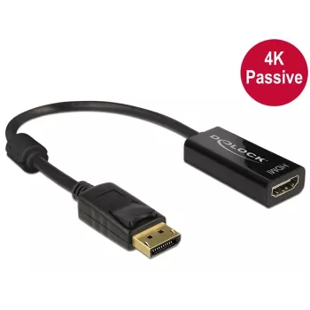 DeLOCK - video-/audioadapter - DisplayPort / HDMI - DisplayPort (M) - HDMI, 19-polig (W) - 20 cm - (DisplayPort 1.2) - zwart (62609)