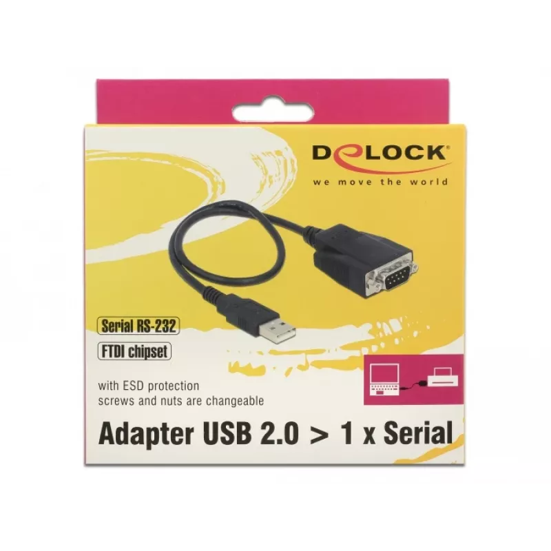 DeLOCK 62958 USB-naar-RS-232-adapter, USB Type-A, zwart