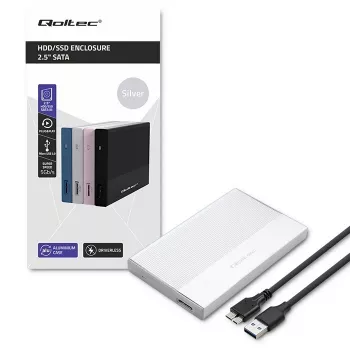 Behuizing voor 2,5-inch SATA-SSD/HDD QOLTEC 52278 USB 3.0, ondersteunt tot 2 TB
