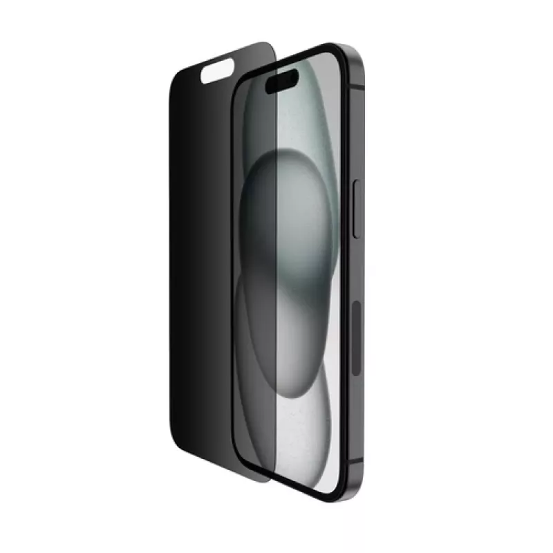 Belkin ScreenForce Pro - beeldschermbescherming voor mobiele telefoon - 2,5D - glas - met privacyfilter - glas - voor Apple iPhone 14 Pro, 15 (OVA147ZZ)