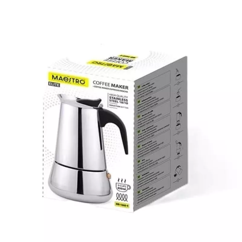 Moka pot Maestro MR-1660-9, koffiezetter voor 6 kopjes, zwart
