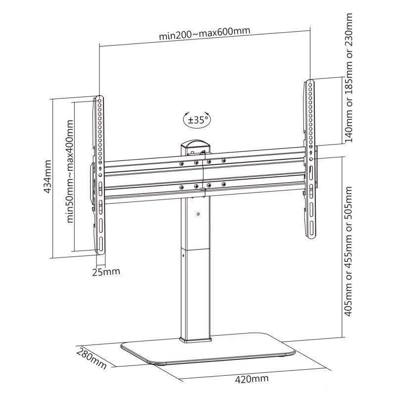SBOX mobiele TV-vloerstandaard FS-305-2 voor 37–70 inch schermen, 40 kg, VESA tot 600×400