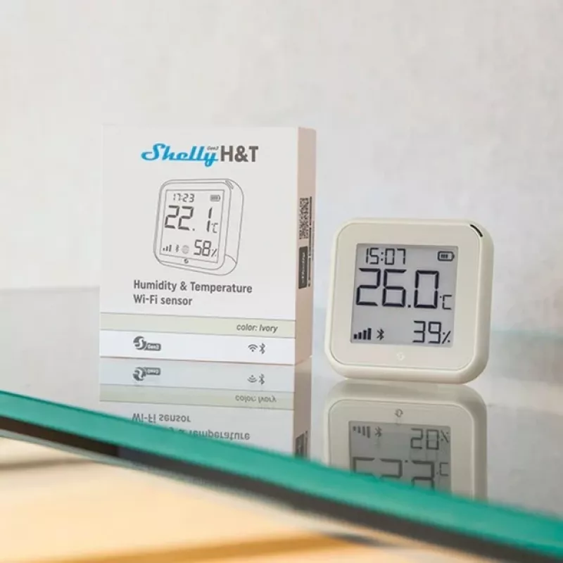 Shelly temperatuur- en vochtigheidssensor Plus H&T Gen. 3 (ivoor) - Shelly