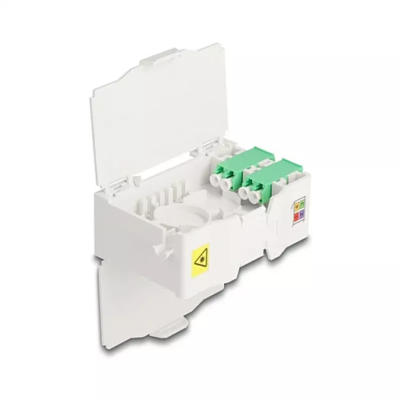 Delock 88098 DIN-rail glasvezelverbindingsdoos met lashouder, 4x LC Duplex