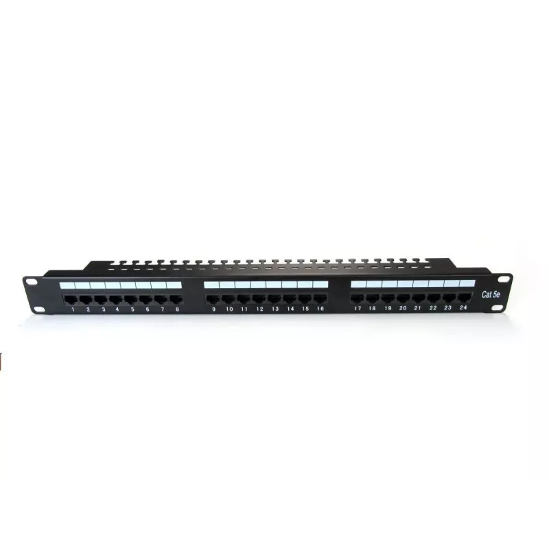 Digitus DN-91524U-EC 19" patchpaneel met 24 poorten Cat5e U/UTP, 1U, met kabelgeleiding, zwart