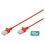 Patchkabel DIGITUS CAT6 U-UTP slank 0,3 m, rood, 10-pack