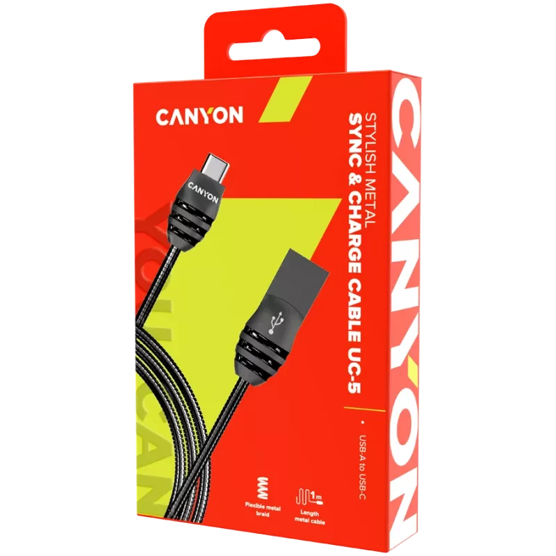 CANYON kabel UC-5 USB-C 10W 1m donkergrijs