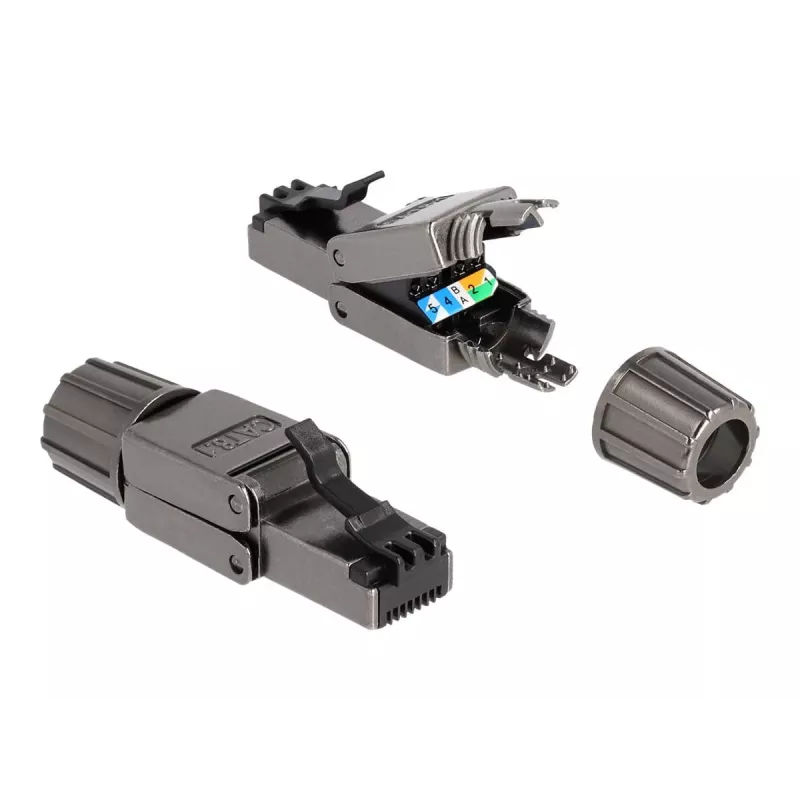 Netwerkkabel DeLOCK RJ45-stekker Cat.8.1 STP gereedschapsvrij zwart