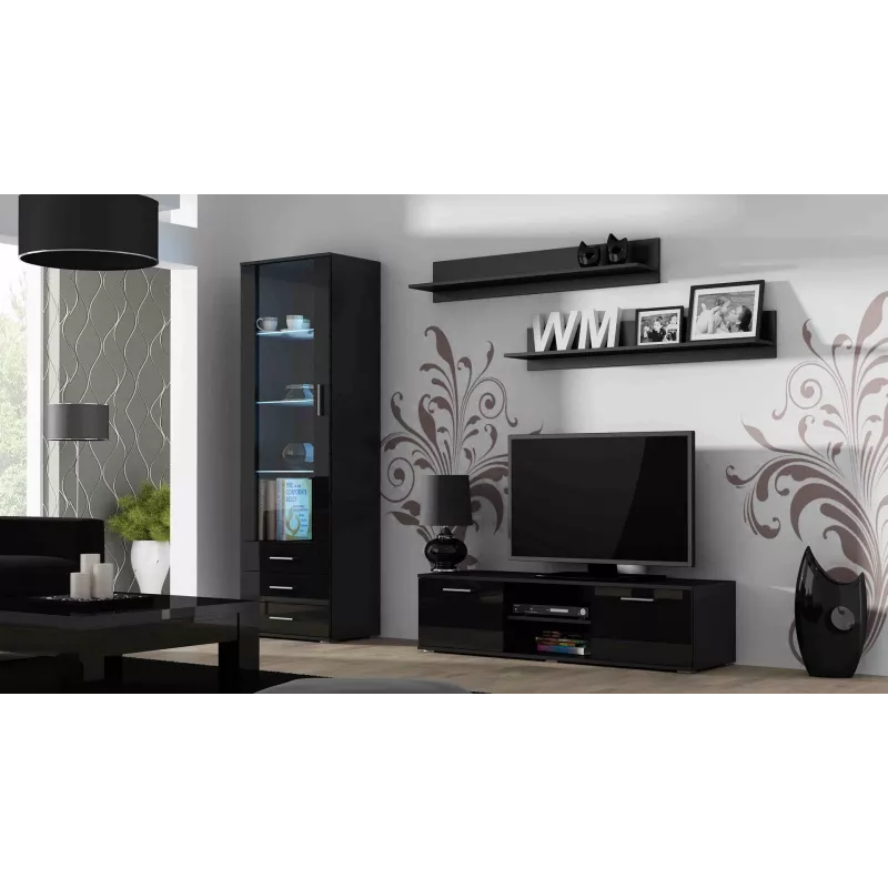 Cama tv-standaard SOHO 140 zwart/zwart glanzend