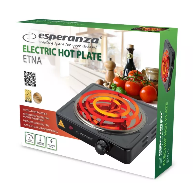 Esperanza EKH012K kookplaat zwart tafelmodel 21 cm 1 zone(s)