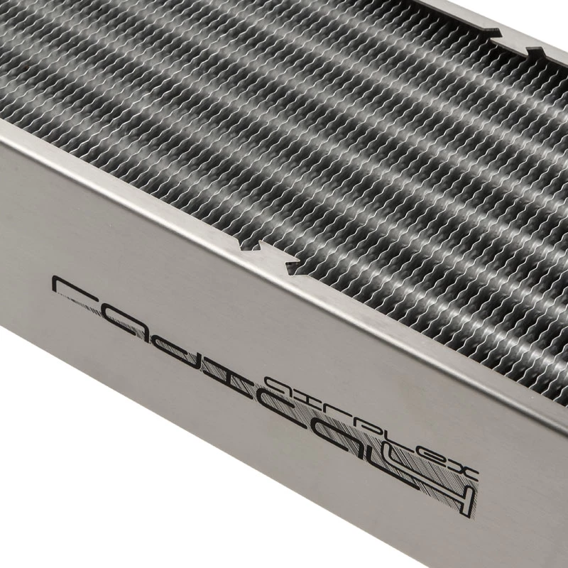 Radiatorblok Aqua-Computer 33706 — aluminium/koper/rvs, 320×140×73 mm, grijs/zilver