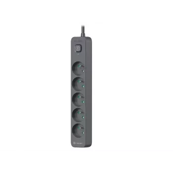 Power Line+ 5m Graphite overspanningsbeveiliging stekkerdoos (5 stopcontacten)