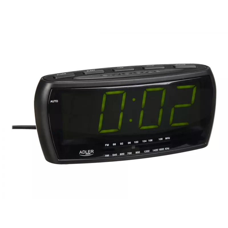 Wekkerradio Adler AD 1121 — wekkerradio, FM/AM-tuner, LED-display, batterijback-up, zwart