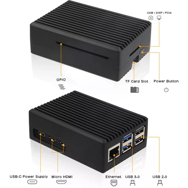 INTER-TECH behuizing voor Raspberry Pi 5 — ODS-739 compact ontwerp