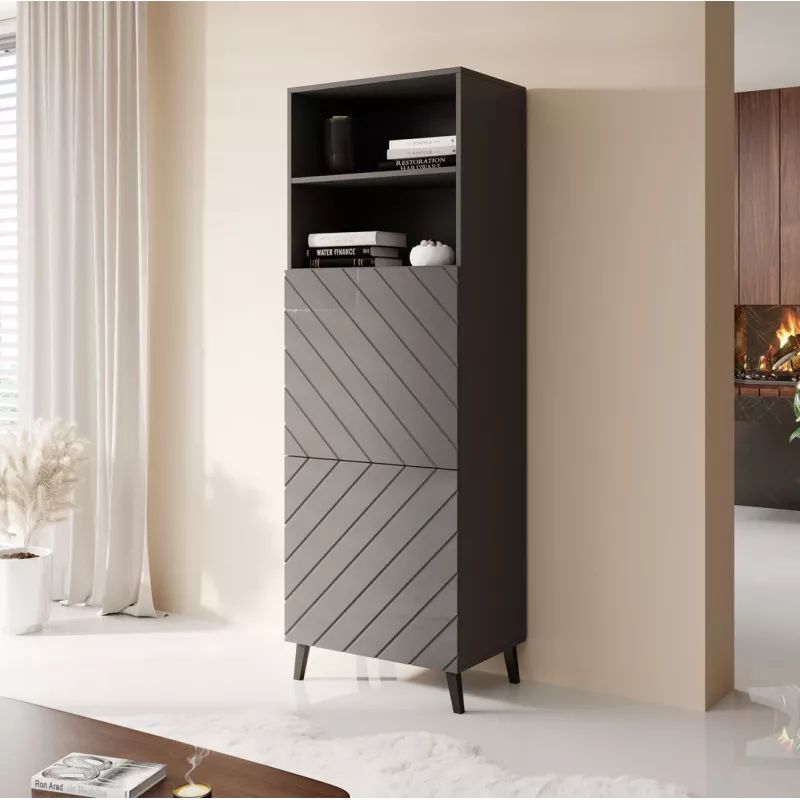 Opbergkast cama meble ABETO 60×40×176,5 cm grafiet/glanzend grafiet