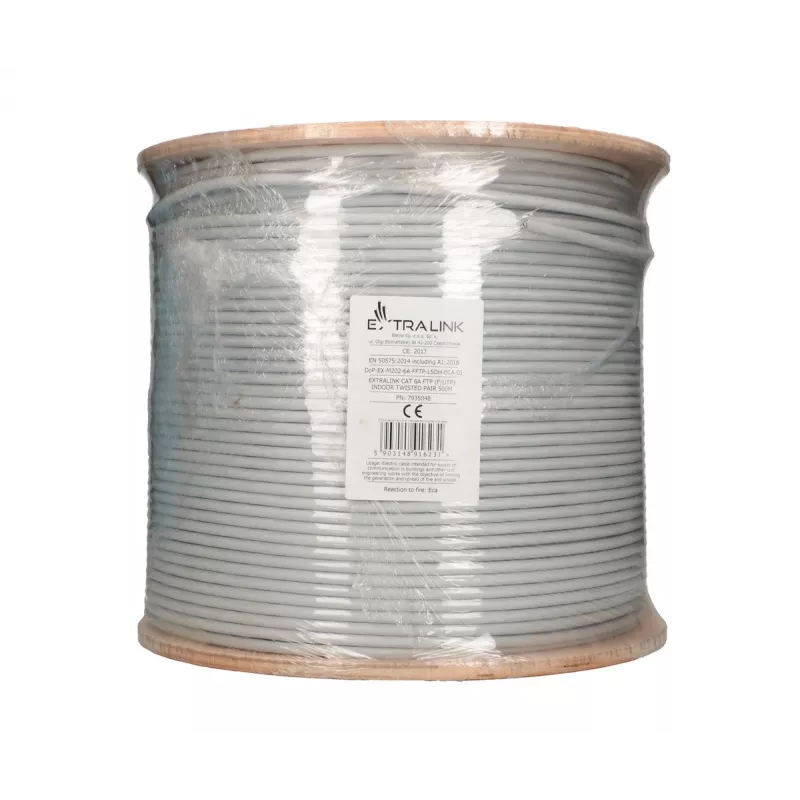 Netwerkkabel Extralink Twisted-Pair CAT6A FTP (F/FTP) V2 indoor 500M grijs