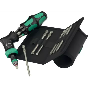 Ratelschroevendraaier Wera Kraftform Kompakt Pistol RA‑R 2 met 13 bits, compact ratel-pistoolgreepdesign