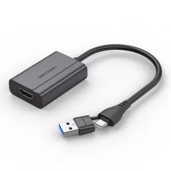 Kabeladapter Vention ACYHB – USB-C + USB-A naar HDMI, grijs