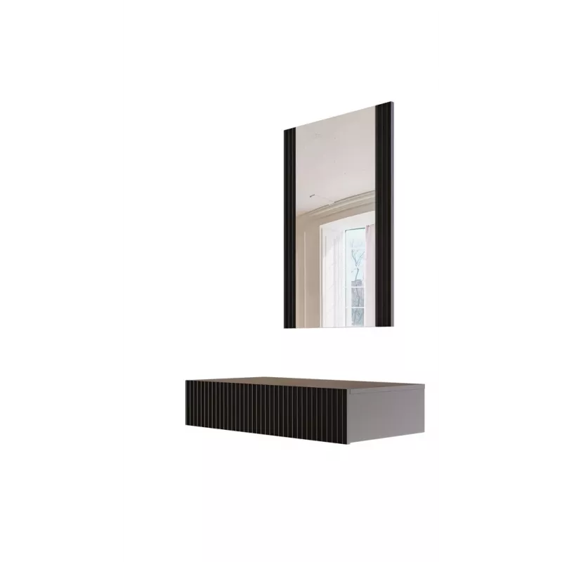 Kaptafel met spiegel cama meble PAFOS 80×41,6×100 cm, MDF-frame, 1 lade, matzwart