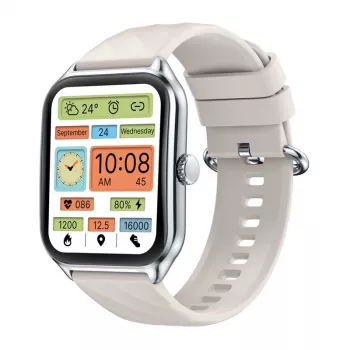 Smartwatch Zeblaze GTS 4 — 1,94 inch (4,93 cm) AMOLED 466×466 px, touchscreen, Wi-Fi, metalen behuizing, siliconenband (wit)