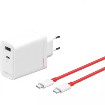 Voeding ONEPLUS SUPERVOOC 120W dual-port-kabel-oplader, 120 W totaalvermogen, 1x USB-C + 1x USB-A, 100–240 V, 145 g, wit
