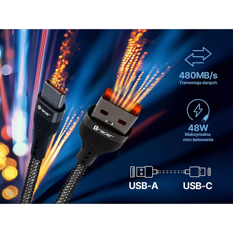 Tracer 47486 USB A - Lightning M/M 1m kabel rood