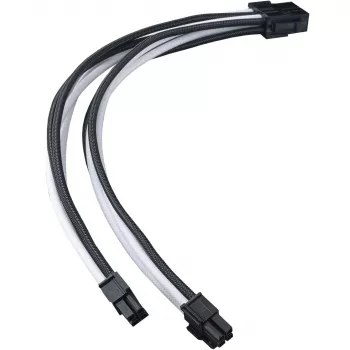 SilverStone PP07E - spanningsverlengkabel - 8-polige EPS12V (4+4) (M) naar 8-polige EPS12V (V) - 30 cm - zwart, wit (SST-PP07E-EP