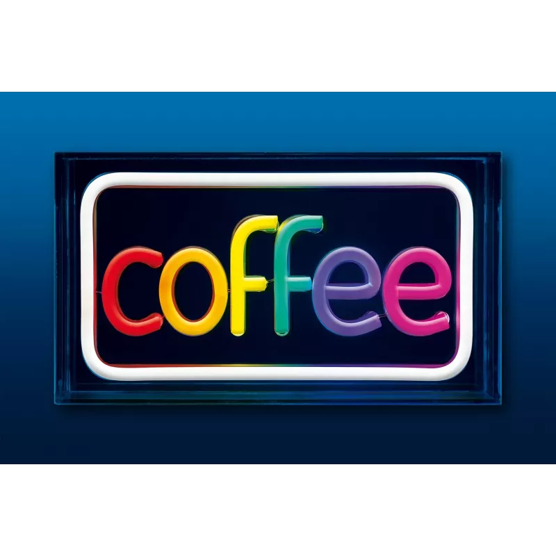 Neon LED-lichtreclame ActiveJet AJE-NEON COFFEE, veelkleurig, USB 5V, opbouwmontage, AS-kunststof frame