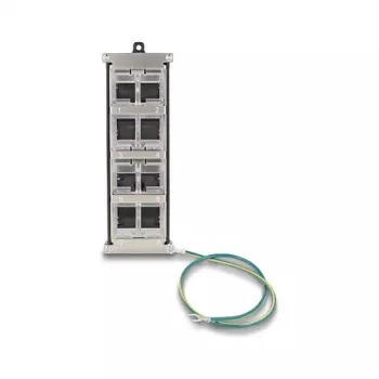DELOCK Keystone-houder 8-poorts kantelbaar snap-in frame voor DIN-rail- of wandmontage, zwart, 78×154×55 mm