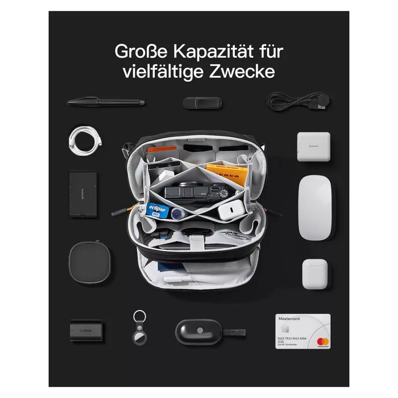 Kabeltas Inateck AB03010 — organisatortas 27 × 15,8 × 11 cm, zwart
