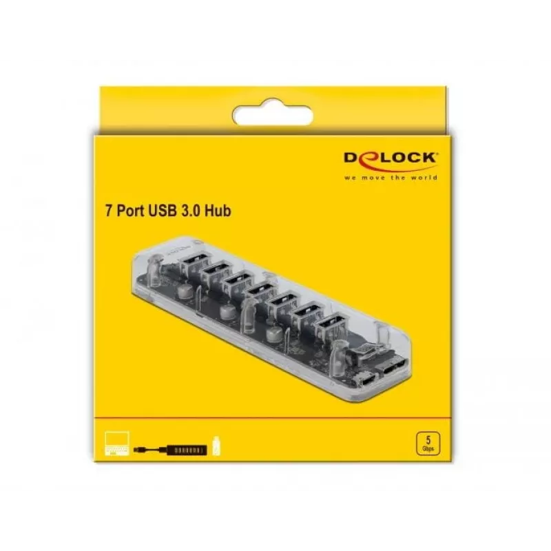 USB-hub DeLOCK 64088 transparant USB 3.2 Gen 1 Micro-B