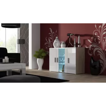 Cama sideboard 120 cm SOHO S7 Sonoma-eiken/wit glanzend