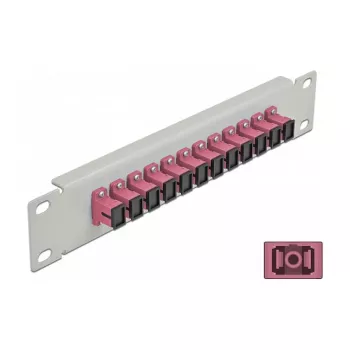 Glasvezel patchpaneel DeLOCK 10 inch 12 poorten SC simplex violet 1U grijs