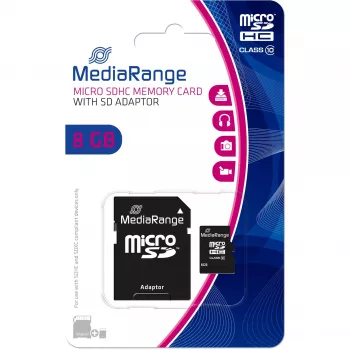 Geheugen Micro Sdhc 8GB C10/W/ADAPTER MR957 Mediarange