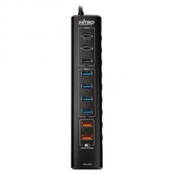 Nitro Concepts UH1, 10-poorts hybride USB-hub, USB 3.2